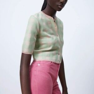 Checkered Cropped Sweater | Zara